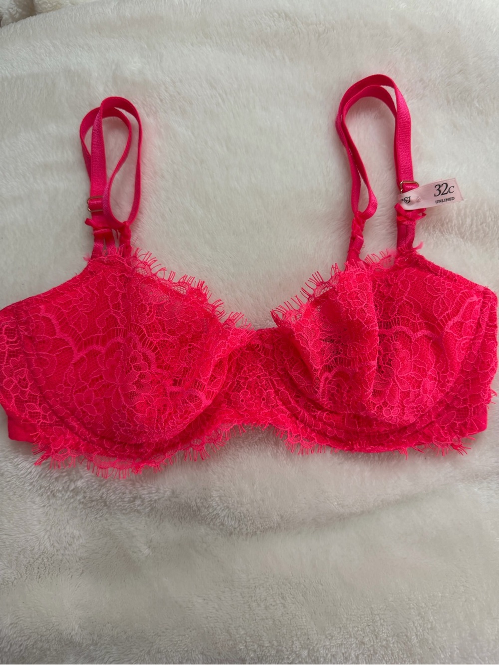 32C victorias Secret Dream angels push-up without padding bra Neon Red Lace NWT